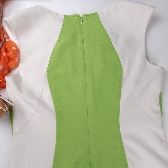 Ellen Tracy Lime Cream Dress Sz 4 - Picture 9 of 13